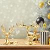 Cabilock 4pcs Gold Mini Elk Ornament Zinc Alloy Reindeer Figurine 2.6 Inch Vintage Table Decor for Christmas Holiday Home Accent view 2