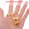 Cabilock 4pcs Gold Mini Elk Ornament Zinc Alloy Reindeer Figurine 2.6 Inch Vintage Table Decor for Christmas Holiday Home Accent view 3