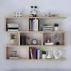 KWOKING Modern Engineered Wood Wall Unit - Open Book Shelf, Cherry Wood, 39.4" L x 5.9" W x 31.5" H view 1