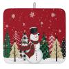 Christmas Tree Snowman Dish Drying Mats for Kitchen Counter, Snowflake Microfiber Absorbent Dish Drainer/Rack Mat,Reversible Hangding Quick Drying kitchen Drying Mat view 1