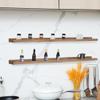 Long Floating Shelves for Wall 47 Inch,Real Wood Picture Ledge Shelf with Lip Set of 4,Photo Frame Storage Display for Living Room Nursery Room Bedroom Bathroom Kitchen Decor(Carbonized Black) view 4