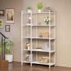 Tohomeor Bookshelf 5 Tier Deformable Corner Bookcase Free Standing Modern Industrial Book Storage Display Book Shelf for Bedroom Living Room Study Room Office (White) view 2