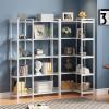 Tohomeor Bookshelf 5 Tier Deformable Corner Bookcase Free Standing Modern Industrial Book Storage Display Book Shelf for Bedroom Living Room Study Room Office (White) view 4
