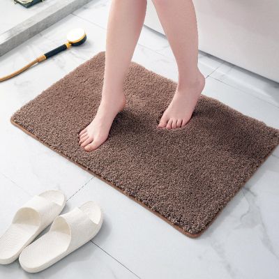 Bath mat Thickened Absorbent Bathroom Rugs Simple Solid Color Velvet Washable Carpet for Bathroom Floor (40 * 60CM) (Dark Brown)