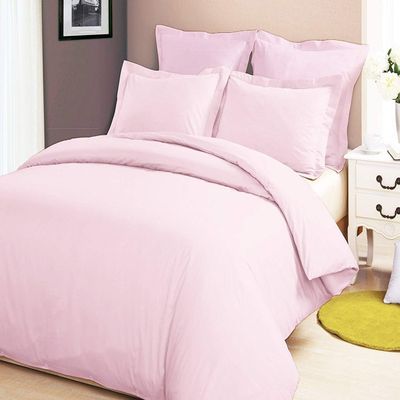 AHJ Beddings Emperor/Wyoming King Size 7 Piece Duvet Cover Set (15 inch Deep Pocket Sheet Set and Duvet Cover) - 600 Thread Count, 100% Egyptian Cotton - Pink Solid