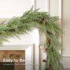 WBHome Real Touch Cypress Cedar & Pine Cone Evergreen Garland for Christmas Holiday Seasonal Outdoor/Indoor Home Decor, 9FT Long view 2