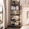 aboxoo Ladder Shelf 2PCS Open Bookshelf 5-Tier Wood Wall-Mounted Black Bookcase Storage Rack Open Industrial Modern Plant Stand Utility Organizer Bookcase Metal Frame Furniture Office Kitchen Bedroom view 2