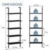 aboxoo Ladder Shelf 2PCS Open Bookshelf 5-Tier Wood Wall-Mounted Black Bookcase Storage Rack Open Industrial Modern Plant Stand Utility Organizer Bookcase Metal Frame Furniture Office Kitchen Bedroom view 3