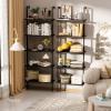 aboxoo Ladder Shelf 2PCS Open Bookshelf 5-Tier Wood Wall-Mounted Black Bookcase Storage Rack Open Industrial Modern Plant Stand Utility Organizer Bookcase Metal Frame Furniture Office Kitchen Bedroom view 4