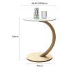 EYPKPL C Shaped End Table Round Side Tables Nightstand with Sturdy Metal Frame and Faux-Marble Tabletop Coffee Table Tray Table view 2