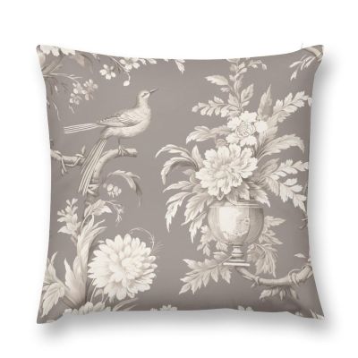 MangGou French Country Throw Pillow Cover Floral Tan Velvet Pillow Cases Chinoiserie Cushion Cover Farmhouse Pillow Covers Rutic Home Decor for Sofa Couch Bed Office Car 16 "x16