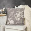 MangGou French Country Throw Pillow Cover Floral Tan Velvet Pillow Cases Chinoiserie Cushion Cover Farmhouse Pillow Covers Rutic Home Decor for Sofa Couch Bed Office Car 16 "x16 view 2