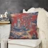 MangGou Red Navy Toile Velvet Pillow Covers Royal Dynasty Cushion Cover 14 "x14 Chinoiserie Style Pillow Case Eurosham Accent Toss Pillowcase Rustic Farmhouse Decor for Sofa Living Room Bedroom view 2