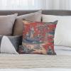 MangGou Red Navy Toile Velvet Pillow Covers Royal Dynasty Cushion Cover 14 "x14 Chinoiserie Style Pillow Case Eurosham Accent Toss Pillowcase Rustic Farmhouse Decor for Sofa Living Room Bedroom view 4