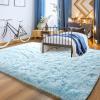 YJ.GWL Area Rugs for Living Room Bedroom, 5x8 Machine Washable Large Light Blue Carpet, Soft Fluffy Shaggy Thick Big Shag Indoor Floor Rug for Kids Boy and Girls Room Dorm Home Decor Aesthetic view 2