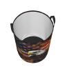 American Flag Fire Eagle print Circular Hamper Waterproof Storage Bin Organizer Basket Laundry Hamper With Handles For Clothes Toys Small view 3