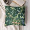 MangGou Bird Flower Floral Throw Pillow Cover Aqua and Green Velvet Pillow Cases Chinoiserie Cushion Cover Farmhouse Pillow Covers Home Decor for Couch Bedroom Living Room 14 "x14 view 3