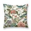 MangGou Bird Peony Floral Throw Pillow Cover Coral Turquoise Blue Velvet Pillow Cases Chinoiserie Cushion Cover Farmhouse Pillow Covers Rutic Home Decor for Couch Bedroom Living Room 16 "x16 view 1