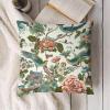 MangGou Bird Peony Floral Throw Pillow Cover Coral Turquoise Blue Velvet Pillow Cases Chinoiserie Cushion Cover Farmhouse Pillow Covers Rutic Home Decor for Couch Bedroom Living Room 16 "x16 view 3