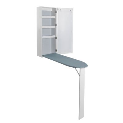 YIYIBYUS Wall Mounted Ironing Board, Wall Mounted Ironing Board Cabinet Foldable with Mirror and Swivel Ironing Board for Home Apartment (withstorage Table),Swivel Function (Style B)