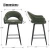 LukeAlon PU Leather Swivel Counter Stools Set of 2, Open Back 27" Seat Height Low Barstools with Metal Legs Modern Kitchen Stools with Footrest for Home Bar Dining Room, Green view 2