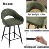 LukeAlon PU Leather Swivel Counter Stools Set of 2, Open Back 27" Seat Height Low Barstools with Metal Legs Modern Kitchen Stools with Footrest for Home Bar Dining Room, Green view 3