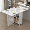 Folding Dining Table on Casters Retractable Dining Table Extendable Dining Table Seats 4-6 Movable Extendable Kitchen Table Kitchen Table Dining Table gateleg Table Space Saving (Color : D, Size : L view 1