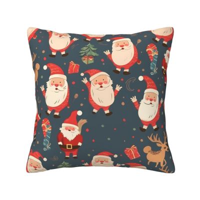 AdaNti Santa Claus Christmas Print Throw Pillow Cover Square Soft Cushion Cover Throw Pillow Case for Home Decor Living Room Bed Couch Car 20"x20"