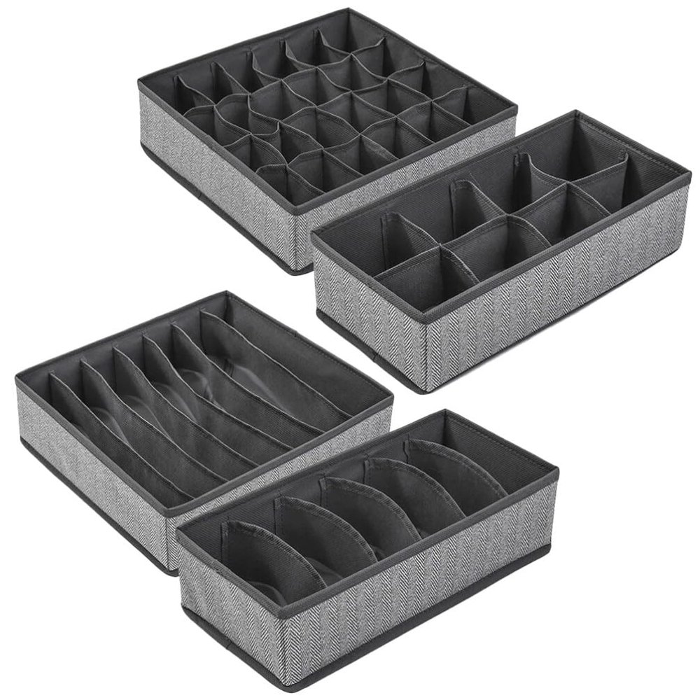 Cabilock 4pcs Underwear Storage Organizer Foldable Fabric Drawer Dividers for Socks Underwear and Accessories Sturdy Design Multiple