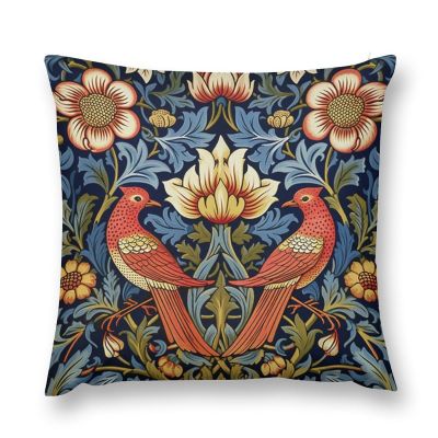 MangGou Bird Floral Flower Velvet Pillow Cases Belgian Tapestry Throw Pillow Chinoiserie Style Cushion Cover Farmhouse Pillow Covers 16 "x16 Decorative Pillowcase for Couch Sofa Bed Car