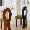 ESRADA Linen Upholstered Chair Farmhouse Dining Chair with Curved Backrest Mid-Century Dining Chair Solid Oak Wood Dining Chairs Brown view 2