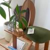 ESRADA Linen Upholstered Chair Farmhouse Dining Chair with Curved Backrest Mid-Century Dining Chair Solid Oak Wood Dining Chairs Brown view 3