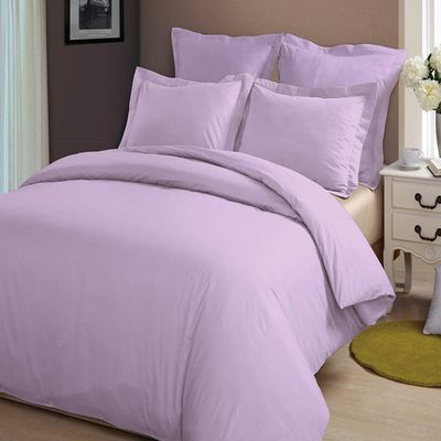 AHJ Beddings Emperor/Wyoming King Size 7 Piece Duvet Cover Set (18 inch Deep Pocket Sheet Set and Duvet Cover) - 600 Thread Count, 100% Egyptian Cotton - Lilac Solid