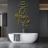 Cool Woman with Wine Line Art, Feminine Pop Art, Unique Minimalist Line Art, Metal Aesthetic Home Decor, Wall Decor for Bathroom or Bedroom (38"H x 21"W / 97 x 54 cm, gold) view 1