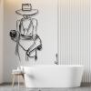 Cool Woman with Wine Line Art, Feminine Pop Art, Unique Minimalist Line Art, Metal Aesthetic Home Decor, Wall Decor for Bathroom or Bedroom (38"H x 21"W / 97 x 54 cm, gold) view 2
