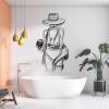 Cool Woman with Wine Line Art, Feminine Pop Art, Unique Minimalist Line Art, Metal Aesthetic Home Decor, Wall Decor for Bathroom or Bedroom (38"H x 21"W / 97 x 54 cm, gold) view 4