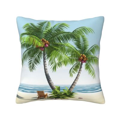 AdaNti Tropical Palm Tree Print Throw Pillow Cover Square Soft Cushion Cover Throw Pillow Case for Home Decor Living Room Bed Couch Car 12"x12"