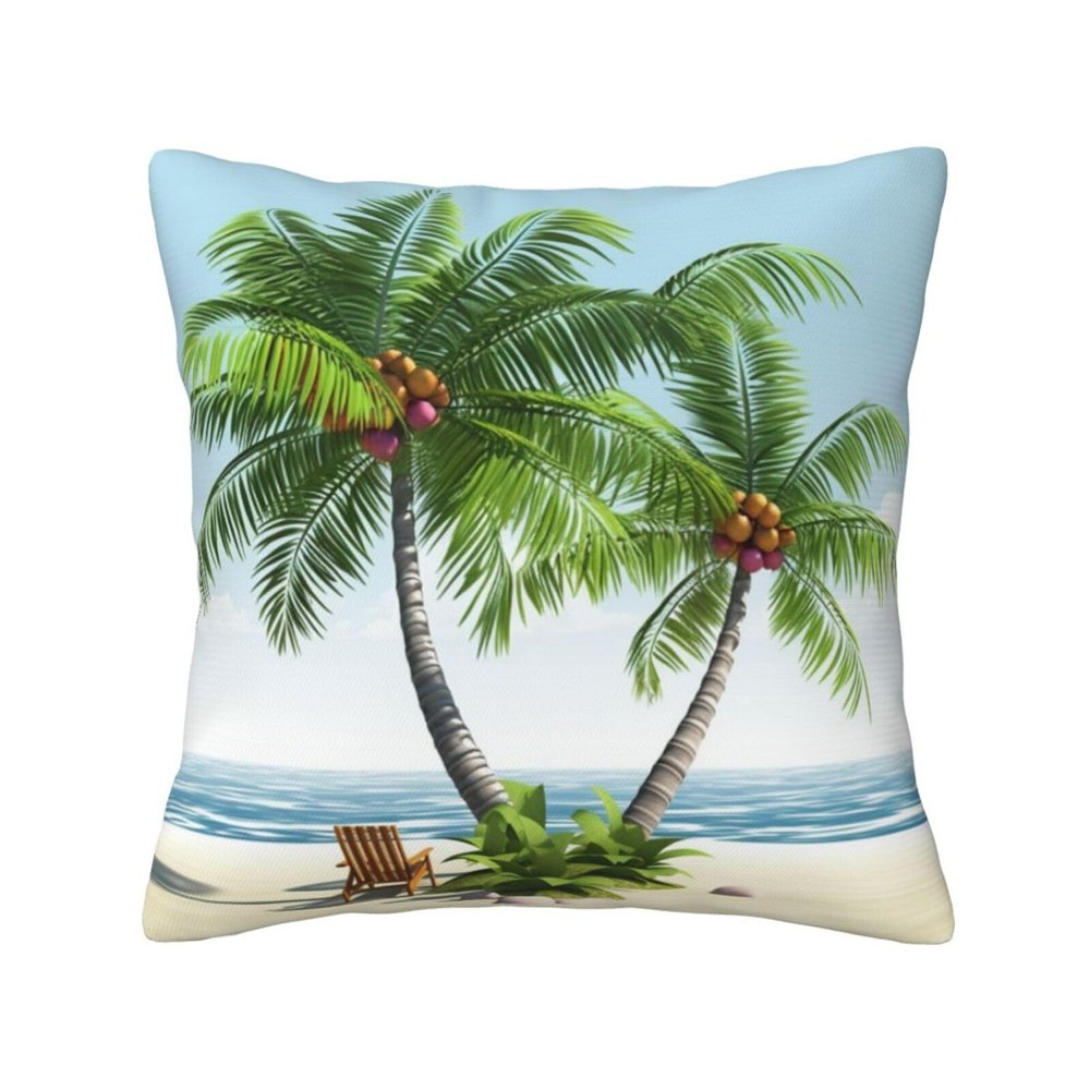 AdaNti Tropical Palm Tree Print Throw Pillow Cover Square Soft Cushion Cover Throw Pillow Case for Home Decor Living Room Bed Couch Car 12"x12"