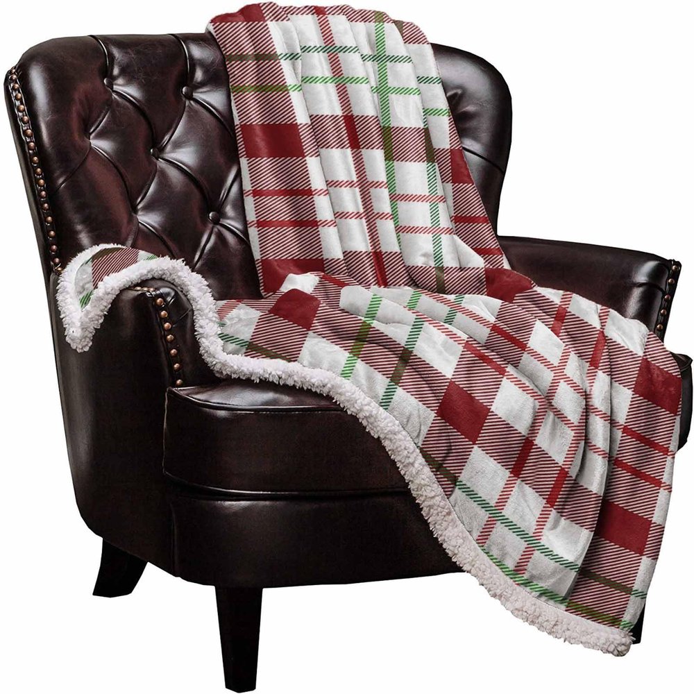 Check Plaid Sherpa Blanket Geometric Pattern Sherpa Fleece Throw Blanket Warm Soft Cozy Blanket Fuzzy Blanket Lightweight Plush Blankets for Bed Couch Sofa 60" x 80"