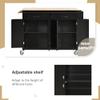 LUMISOL Kitchen Island Cart on Wheels with 2 Drawers and 4 Door Cabinet, Mobile Storage Cart with Solid Wood Top for Kitchen Dinning Room, Black view 4