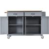 LUMISOL Kitchen Island Cart on Wheels with 2 Drawers and 4 Door Cabinet, Rolling Kitchen Cart with Solid Wood Top, Kitchen Island with Storage, Grey Blue view 4