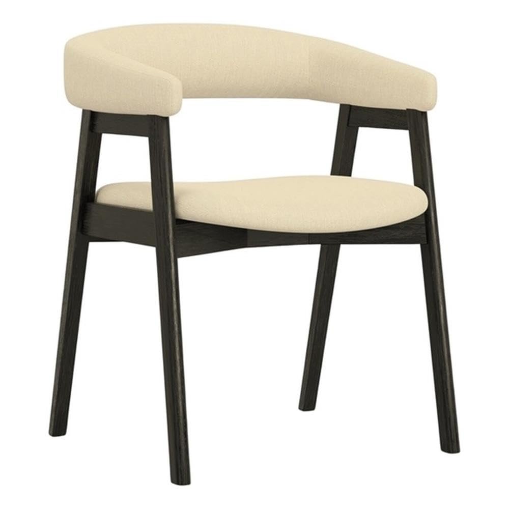 Alpine Furniture Cove Vintage Black Dining Chairs Set of 2 with Curved Back, Solid Rubberwood Frame, Modern Style for Kitchen, Dining Room, Space-Saving Design
