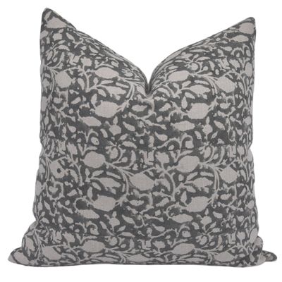 Fabritual Handmade Block Print Thick Linen 22x22 Inch Accent Throw Cushion Cover with Zipper Pillowcase for Bedroom, Living Room, Outdoor, Couch, Sofa, Chair, Bed (Amar-Black)