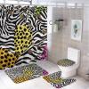ZGDPBYF Zebra Cheetah 3 Piece Bath Mats Blackwhite Leopard Stripe Colorful Animal Stitching Waterproof Non Slip Bath Mat Set, Washable Rug for Bathroom,-3-Piece Set view 1