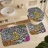 ZGDPBYF Zebra Cheetah 3 Piece Bath Mats Blackwhite Leopard Stripe Colorful Animal Stitching Waterproof Non Slip Bath Mat Set, Washable Rug for Bathroom,-3-Piece Set view 3