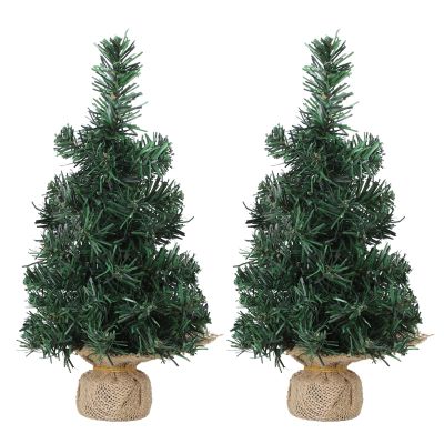 belupai 3PCS Mini Tabletop Christmas Tree,10in Green Small Xmas Tree Artificial Miniature Pine Tree with Burlap Base for Indoor Outdoor Home Fireplace Decor(Green)