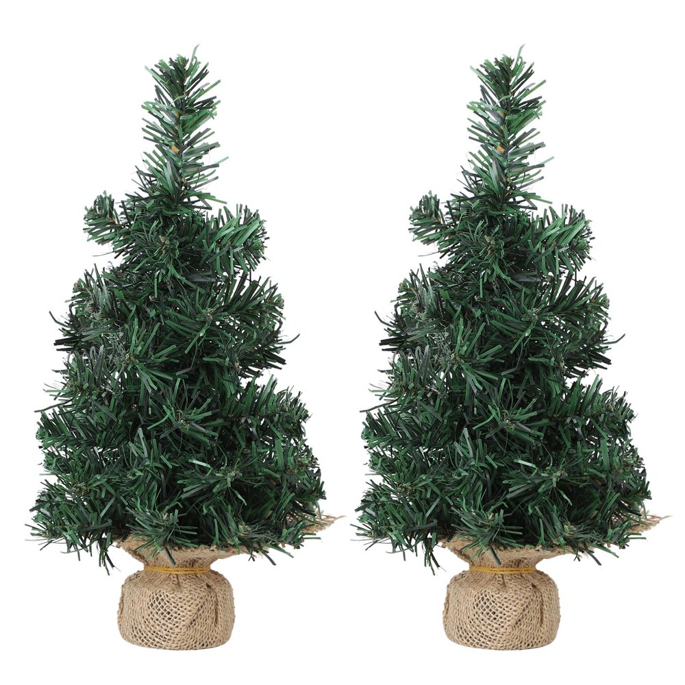 belupai 3PCS Mini Tabletop Christmas Tree,10in Green Small Xmas Tree Artificial Miniature Pine Tree with Burlap Base for Indoor Outdoor Home Fireplace Decor(Green)