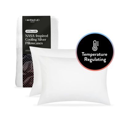 Miracle Made Extra Luxe Cool-to-The-Touch Pillowcase Set, 2-Piece  Soft, Breathable, Silver-Treated Cotton Covers  King/Cali King Size, White