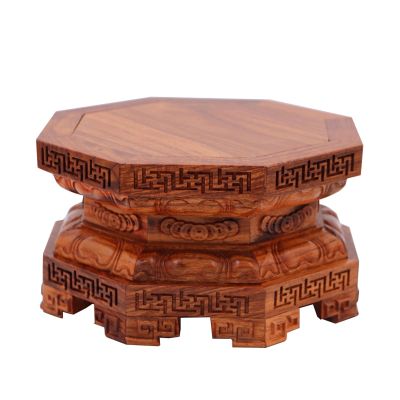 CLoxks Vase Bonsai Base Wooden Vase Base Wooden Buddha Statue Base Heightened Eight-Sided Lotus Seat Guanyin God of Wealth Vase Carved Display Stand Bonsai Base (Color : Brass)