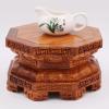 CLoxks Vase Bonsai Base Wooden Vase Base Wooden Buddha Statue Base Heightened Eight-Sided Lotus Seat Guanyin God of Wealth Vase Carved Display Stand Bonsai Base (Color : Brass) view 4